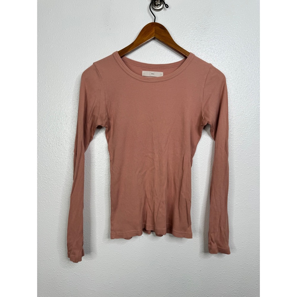 Smock CMYK Sunrise Ribbed Cotton Long Sleeve Top Pink Made in Japan Size F